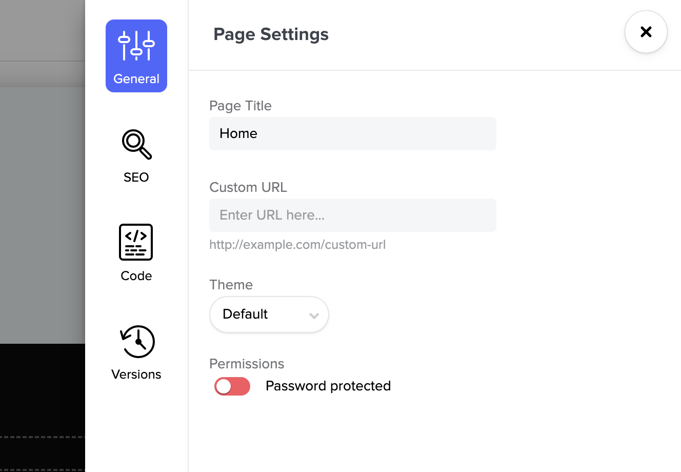 Overview of page settings